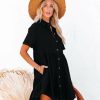 Clothing * | Miou-001 Not Your Babe Pocketed Cotton Babydoll Mini Dress Black Final Sale