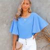 Clothing * | Tych-001 Give Me Butterflies Crop Blouse Clean Blue Final Sale Made In The Usa