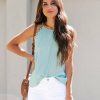 Clothing * | Blu-001 Jimenez Crochet Trim Tank Jade Tops