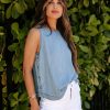 Clothing * | Velv-001 Rivergate Chambray Tencel Tank Top Light Denim Final Sale Sunny Daze