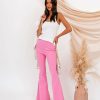 Clothing * | Newb-001 Bright + Breezy Bell Bottom Denim Pants Pink Final Sale The Denim Shop