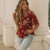 Clothing * | Enc-001 Tops Sidney Floral Shimmer Peplum Blouse Final Sale