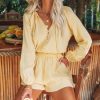 Clothing * | Blue-001 Ollie Cotton Pocketed High Rise Shorts Pale Yellow Final Sale