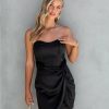 Clothing * | Do+B-001 Up All Night Satin Strapless Dress Black Guest Of Wedding