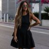 Clothing * | Endl-001 Bordeaux Cotton Cutout Mini Dress Black Final Sale Dresses