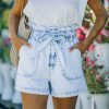 Clothing * | Skie-001 Nella High Rise Paper Bag Waist Denim Shorts Final Sale