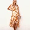 Clothing * | Dres-001 Castano Floral Ruffle Midi Dress Guest Of Wedding