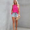 Clothing * | Blu-001 Peron Polka Dot Textured Top Hot Pink