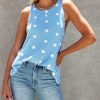 Clothing * | Blu-001 Peron Polka Dot Textured Top Light Blue Tops