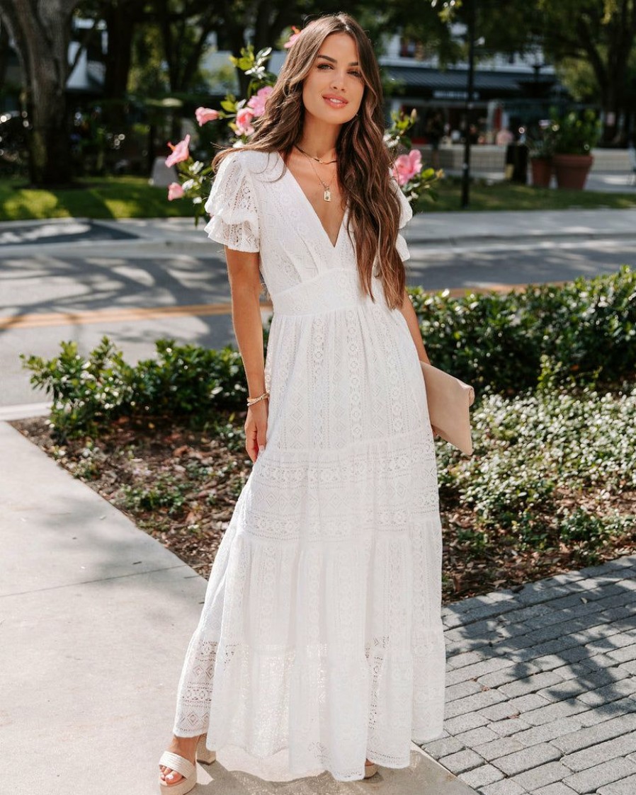 Clothing * | Flat-001 Behold Crochet Maxi Dress Final Sale Bride To Be