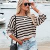 Clothing * | Gill-001 Sunny Daze Sidelines Cotton Striped Knit Pullover Final Sale