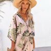 Clothing * | Aaka-001 Escape Entirely Satin Palm Print Kimono Romper