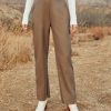 Clothing * | Sage-001 Bottoms Parkhaven Pocketed High Rise Faux Leather Pants Brown Final Sale