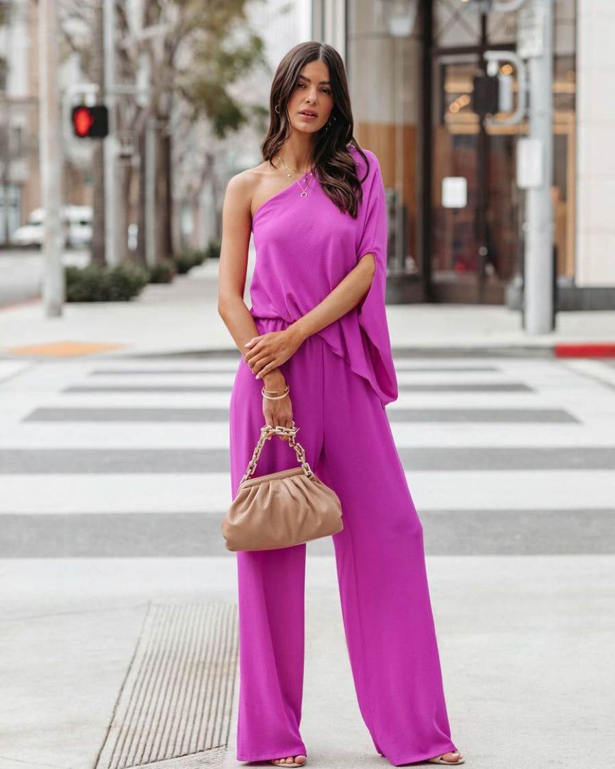 Clothing * | Tych-001 Take Me To Miami Recipe For Success One Shoulder Jumpsuit Orchid