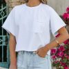 Clothing * | Blue-001 Sunny Daze Kaylor Cropped Mineral Wash Pocket Tee Off White Final Sale