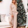 Clothing * | By T-001 Bottoms Candlelight Cotton Pocketed Ribbed Pants Beige