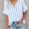 Clothing * | Thre-001 Melissa Striped Linen Blend Top Final Sale