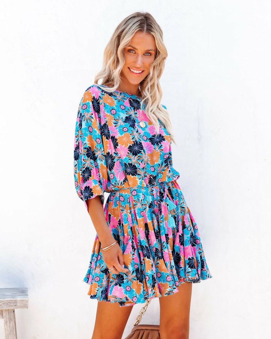 Clothing * | Aaka-001 Special Event Zimi Floral Tassel Tie Mini Dress