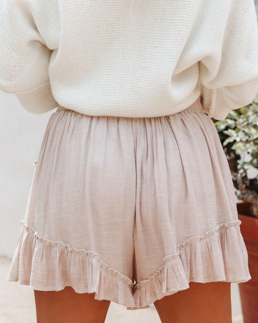 Clothing * | List-001 Shorts Linley Woven Ruffle Wrap Skort Taupe Final Sale