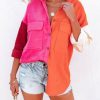 Clothing * | Acoa-001 Vici Exclusives Liana Cotton Colorblock Corduroy Shacket Pink Multi Final Sale