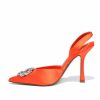 Shoes * | Band-002 Guest Of Wedding Hello Lover Satin Embellished Slingback Heel Orange