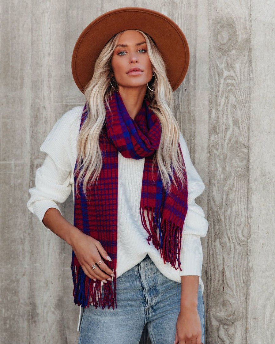 Accessories * | Acce-001 Freya Plaid Fringe Scarf Final Sale