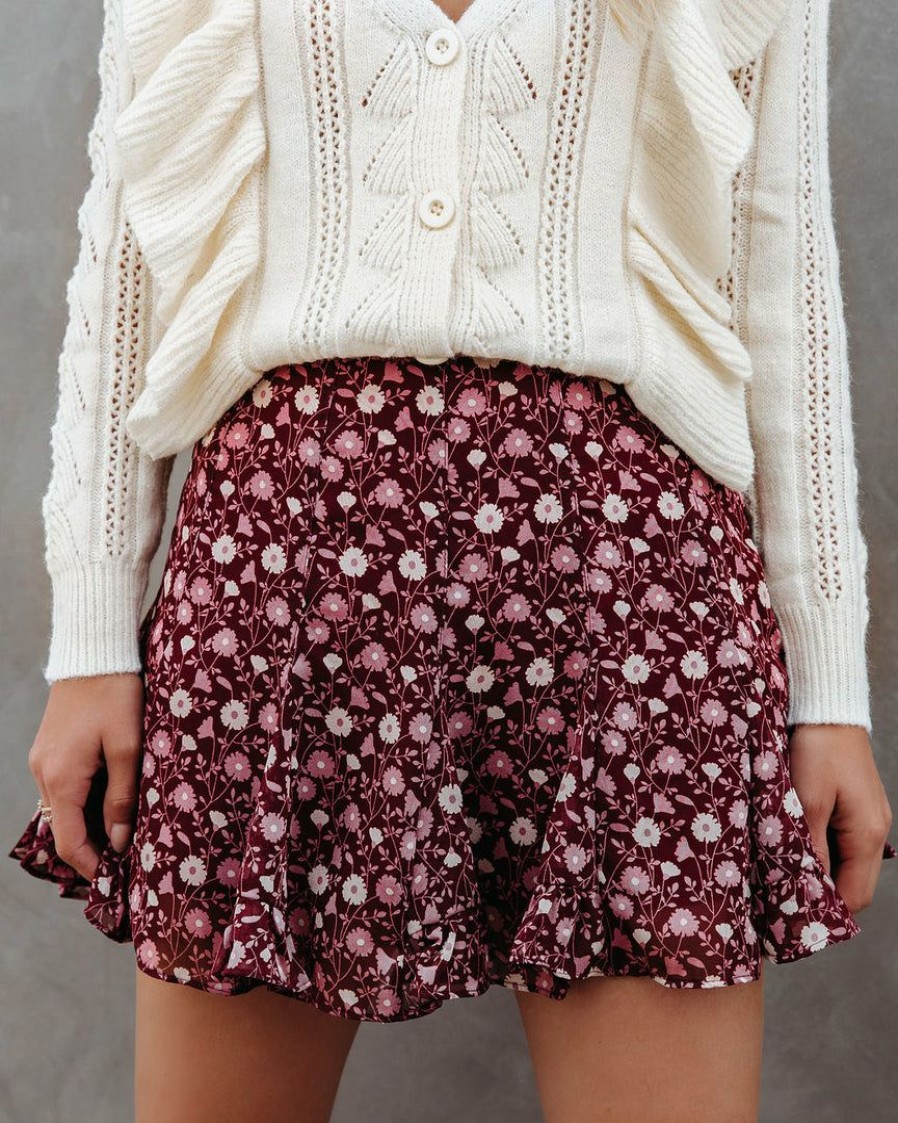 Clothing * | Dres-001 Briar Floral Ruffle Mini Skort Shorts