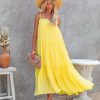 Clothing * | &Mer-001 Catch The Sun Tiered Midi Dress Lemon Final Sale