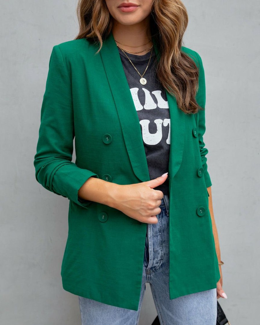 Clothing * | Dee-001 Lilly Pocketed Blazer Hunter Green