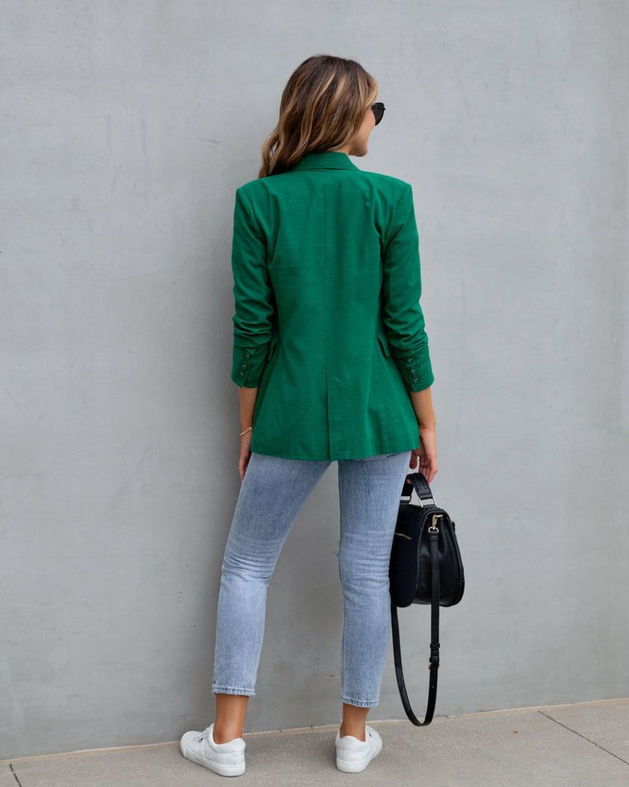 Clothing * | Dee-001 Lilly Pocketed Blazer Hunter Green