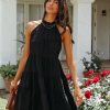 Clothing * | Tych-001 Eleana Tiered Halter Ruffle Dress Black Final Sale Dresses