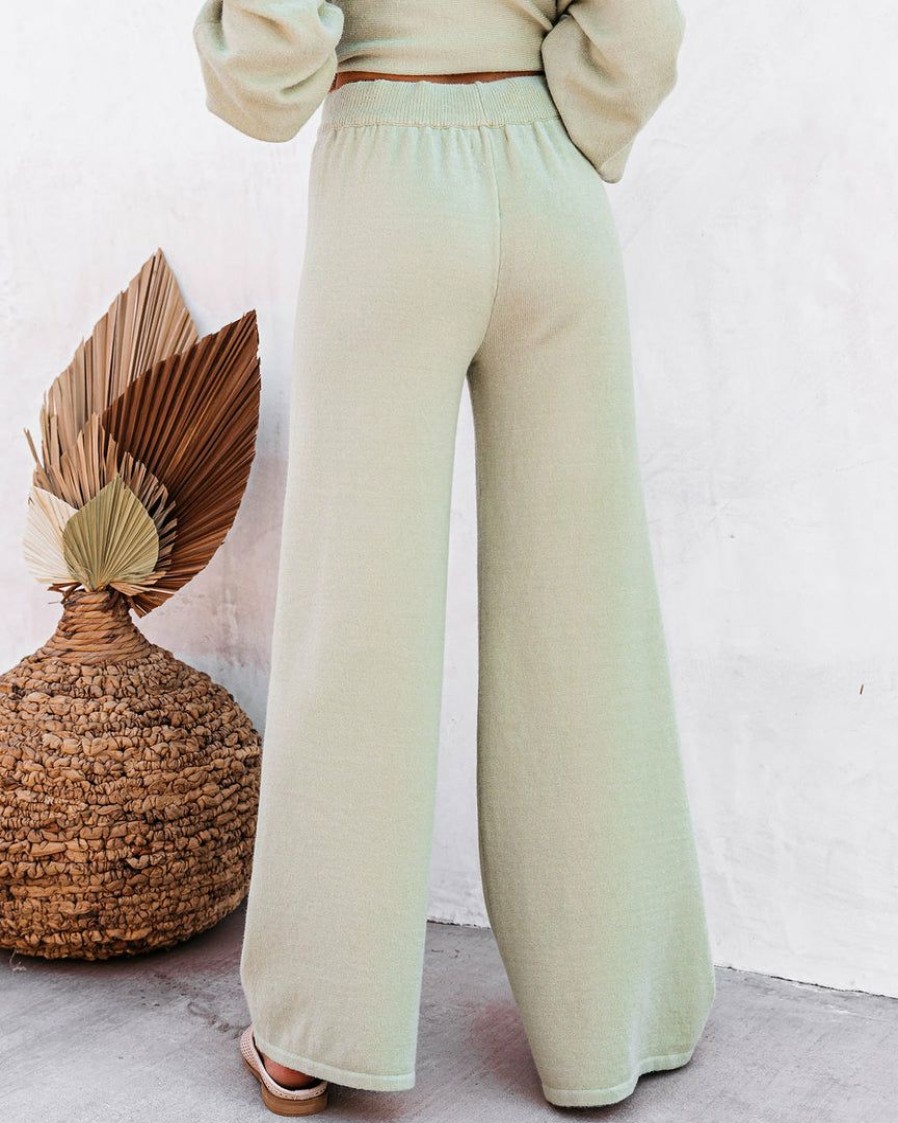 Clothing * | On T-001 Rexa Wide Leg Knit Pants Sage