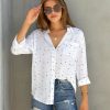 Clothing * | Dee-001 Shayla Polka Dot Button Down Blouse Tops