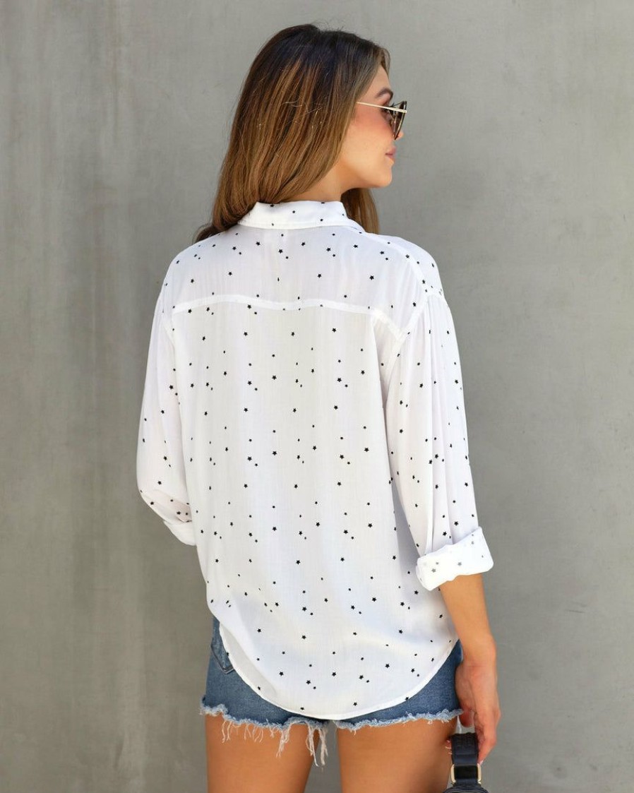 Clothing * | Dee-001 Shayla Polka Dot Button Down Blouse Tops