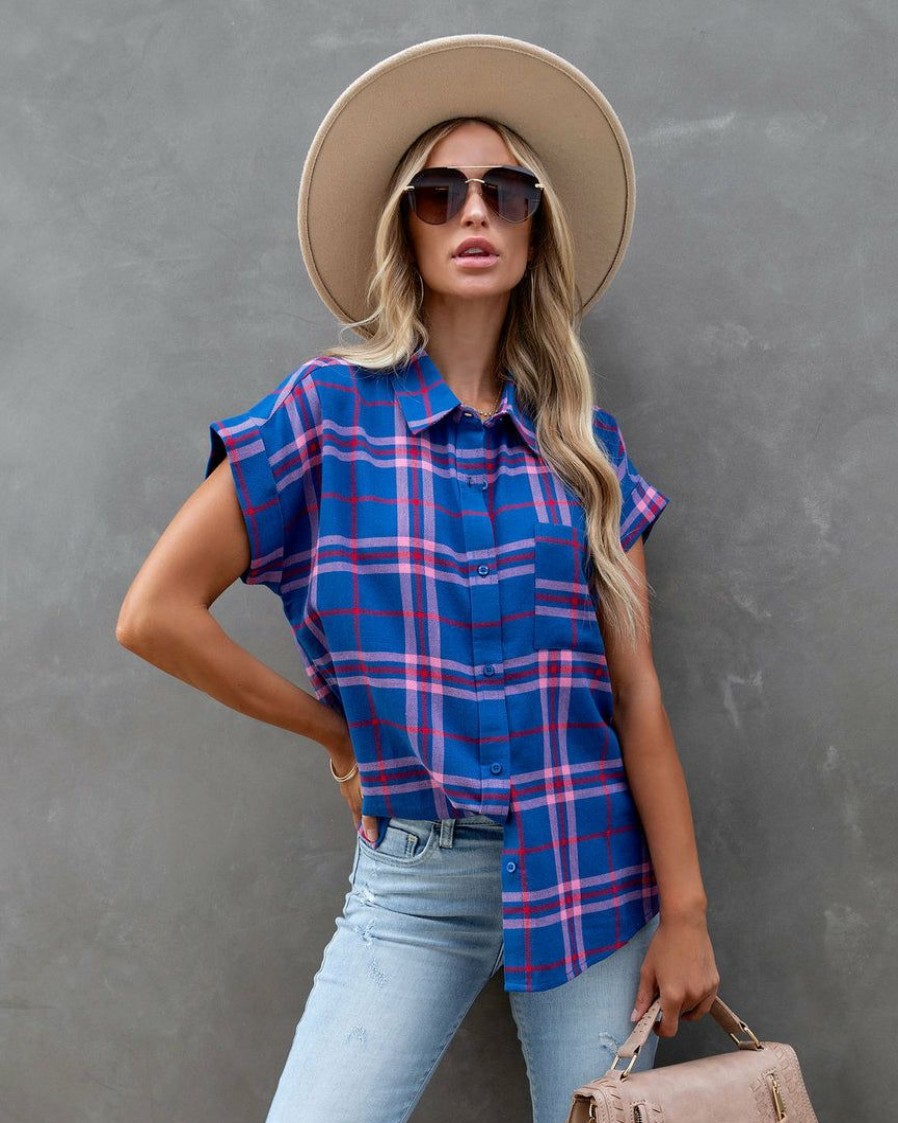 Clothing * | Enc-001 Scottie Plaid Button Down Top