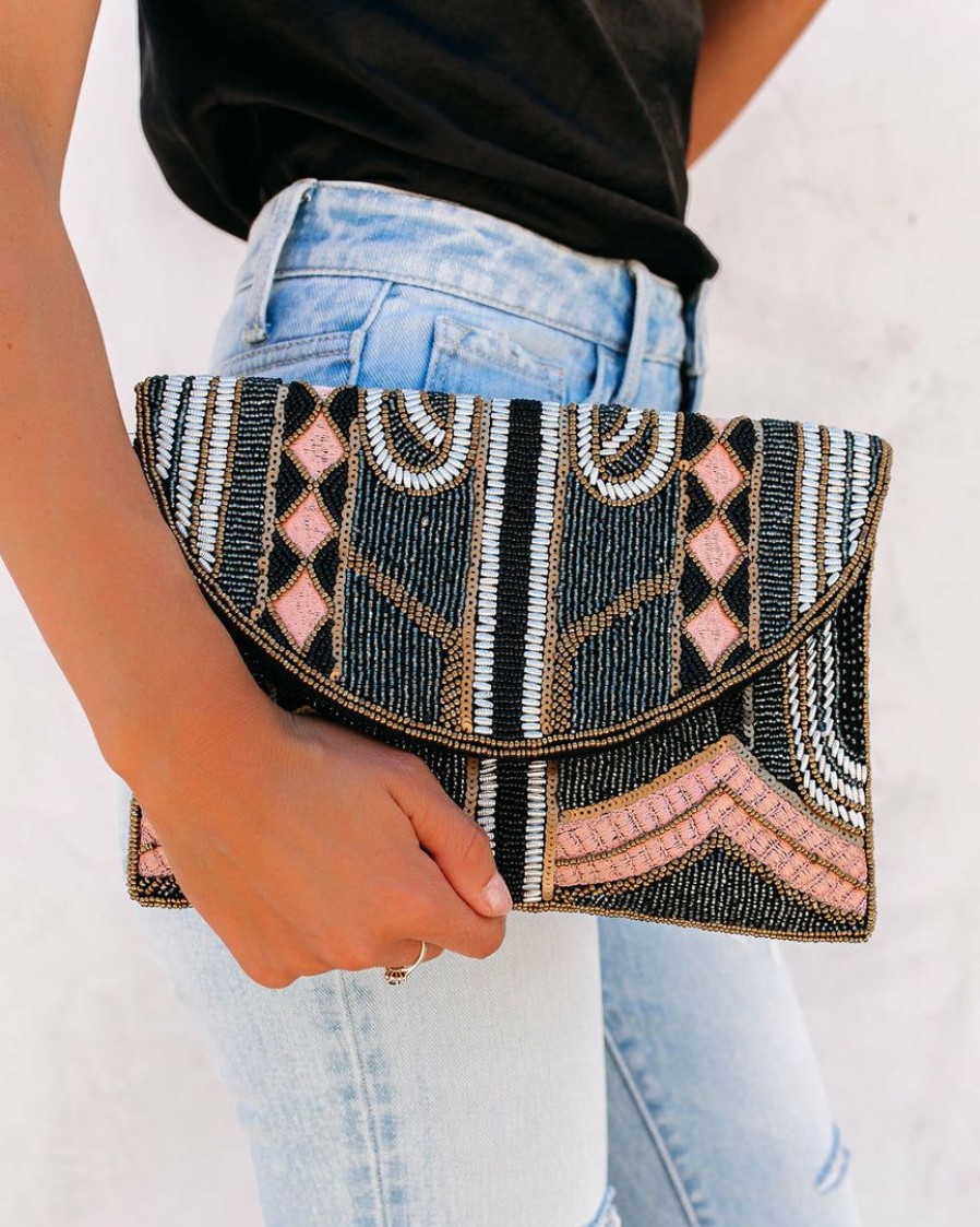 Bags * | Fate-001 Twilight Handmade Beaded Crossbody Clutch Take Me To Miami