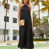 Clothing * | Tych-001 Take Me To Miami Atiana Satin Halter Maxi Dress Black