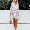 Clothing * | Dres-001 Avant Floral Balloon Sleeve Chiffon Wrap Dress