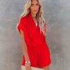 Clothing * | Flaw-001 Chicka Pocketed Romper Poppy