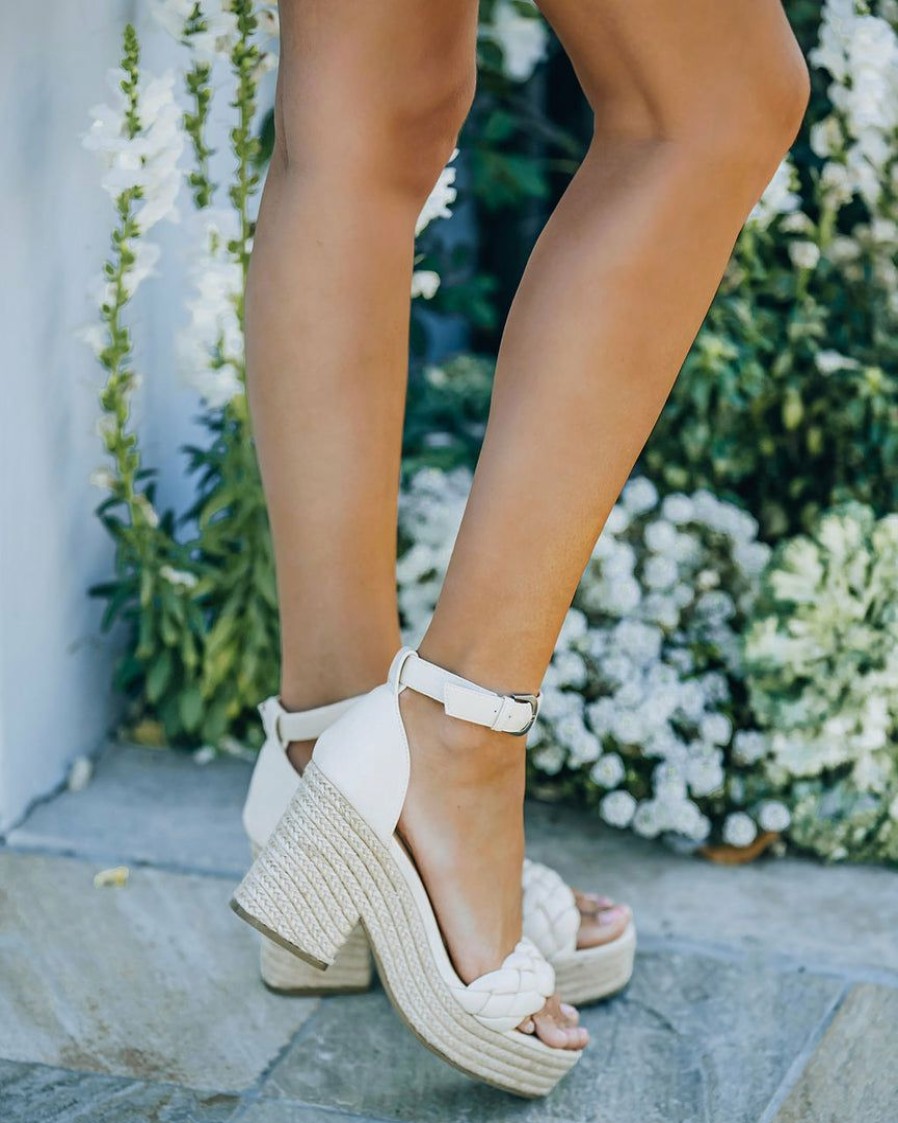 Shoes * | Free-002 Roccio Braided Platform Espadrille Sandal Beige Sweet Summertime