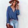 Clothing * | Oliv-001 Luana Printed Peasant Top Blue Final Sale Vici Exclusives