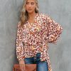 Clothing * | Aaka-001 Tops Pumpkin Spice Satin Printed Wrap Blouse Final Sale