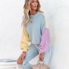 Clothing * | Blu-001 Sweaters Generosity Cotton Colorblock Sweater Blue Multi