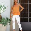 Clothing * | Stru-001 Nassif Satin Peplum Top Orange Tops