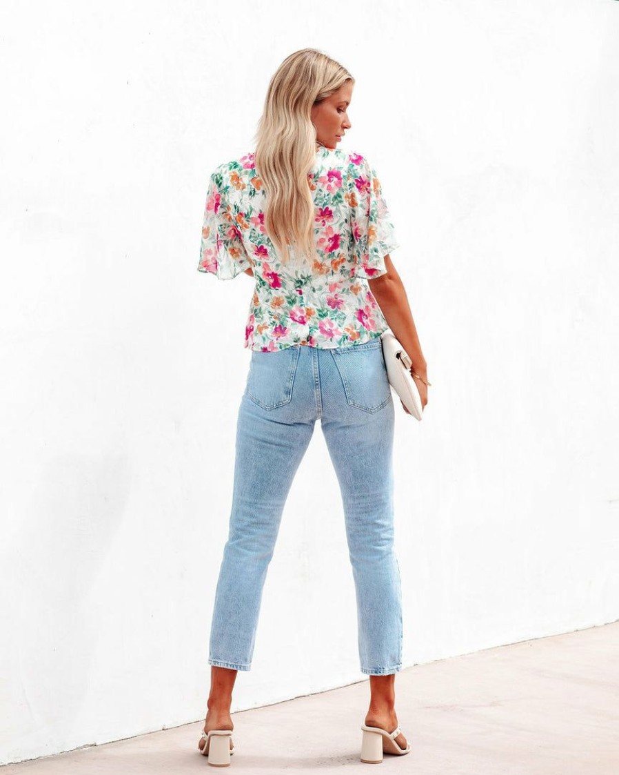 Clothing * | Enc-001 I Found You Flutter Sleeve Floral Blouse Final Sale