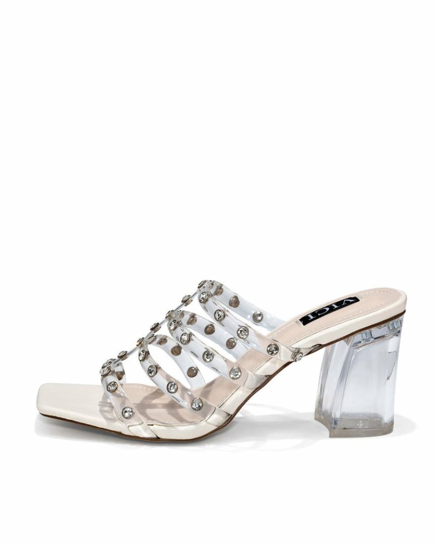 Shoes * | Prim-001 Diamond Clear Strap Embellished Heeled Sandal Final Sale Guest Of Wedding