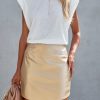 Clothing * | Endl-001 Draco Faux Leather Metallic Mini Skirt Gold