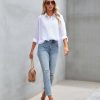 Clothing * | Acoa-001 Hartmann Sheer Button Down Blouse White Tops