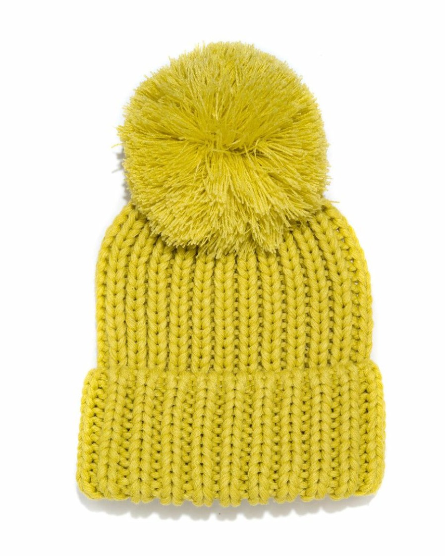 Accessories * | Succ-001 Vici Exclusives Whistler Pom Beanie Lime Final Sale