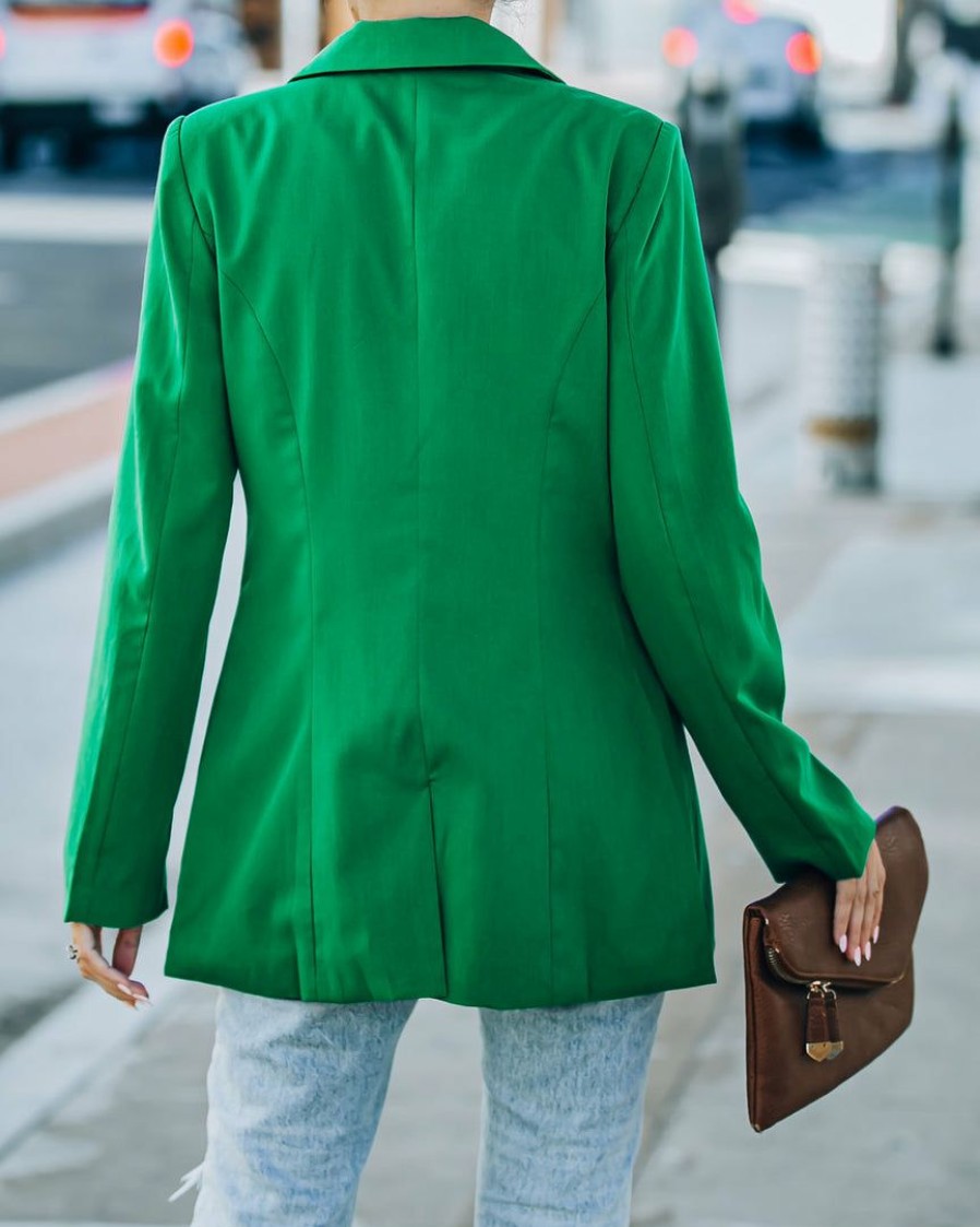 Clothing * | Suga-001 Runway Pocketed Blazer Kelly Green